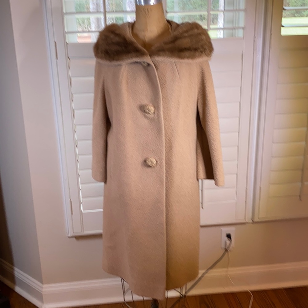Berroco’s Friezana vintage fur trimmed Tan coat